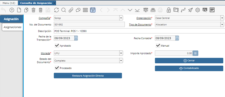 Consulta de asignación