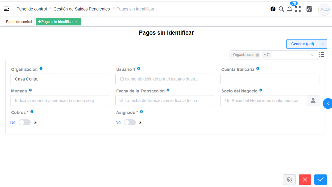 Pagos Sin identificar