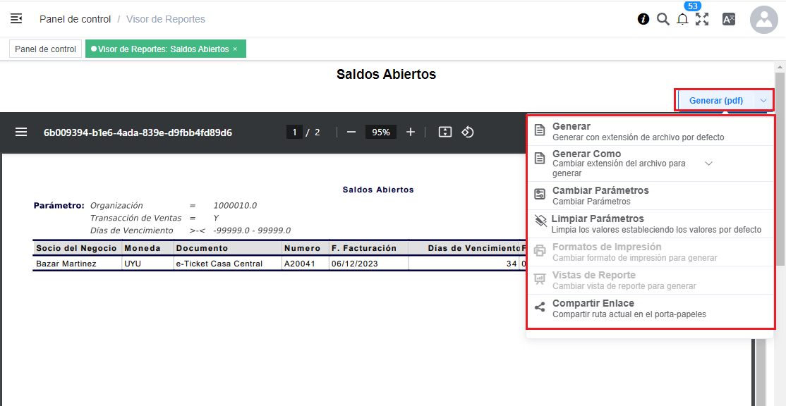 Ejemplo de un Reporte