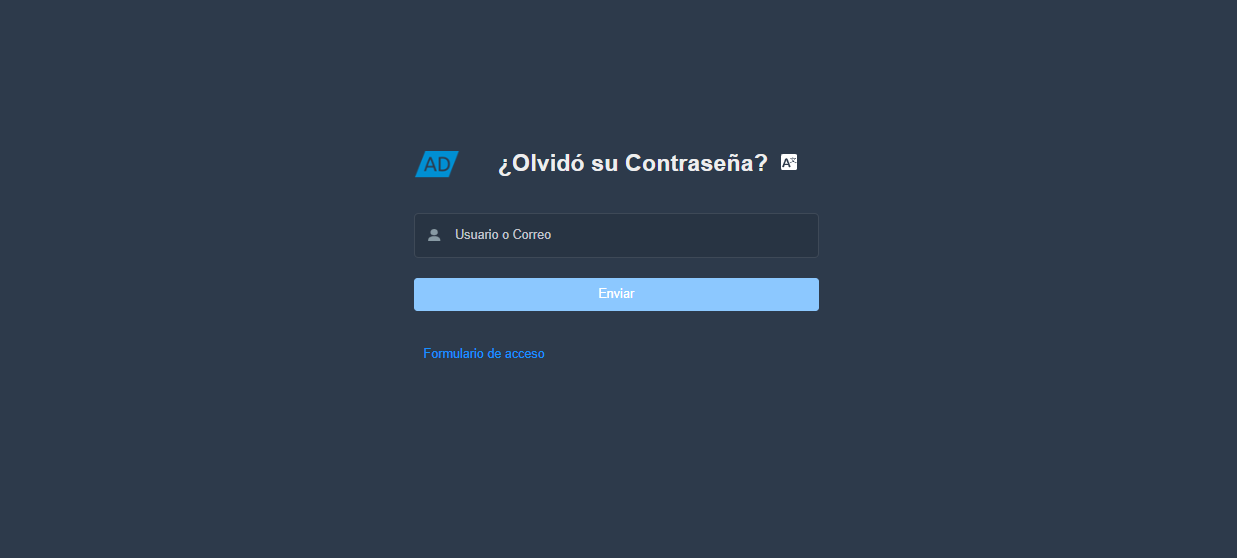Ventana Login Recuperar Contraseña