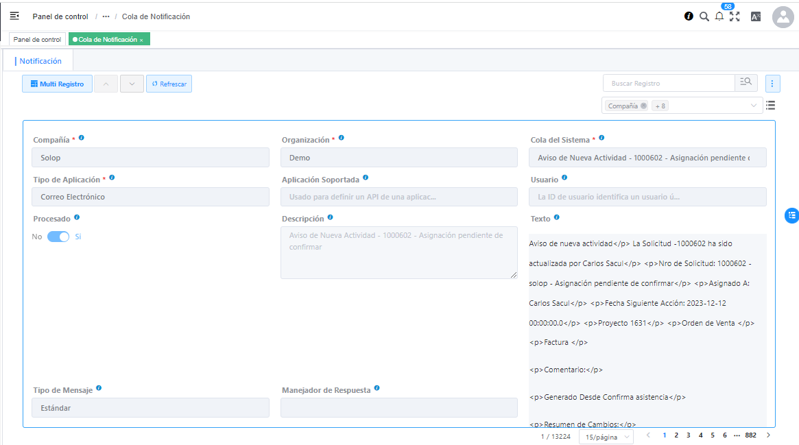 Cola de Notificación