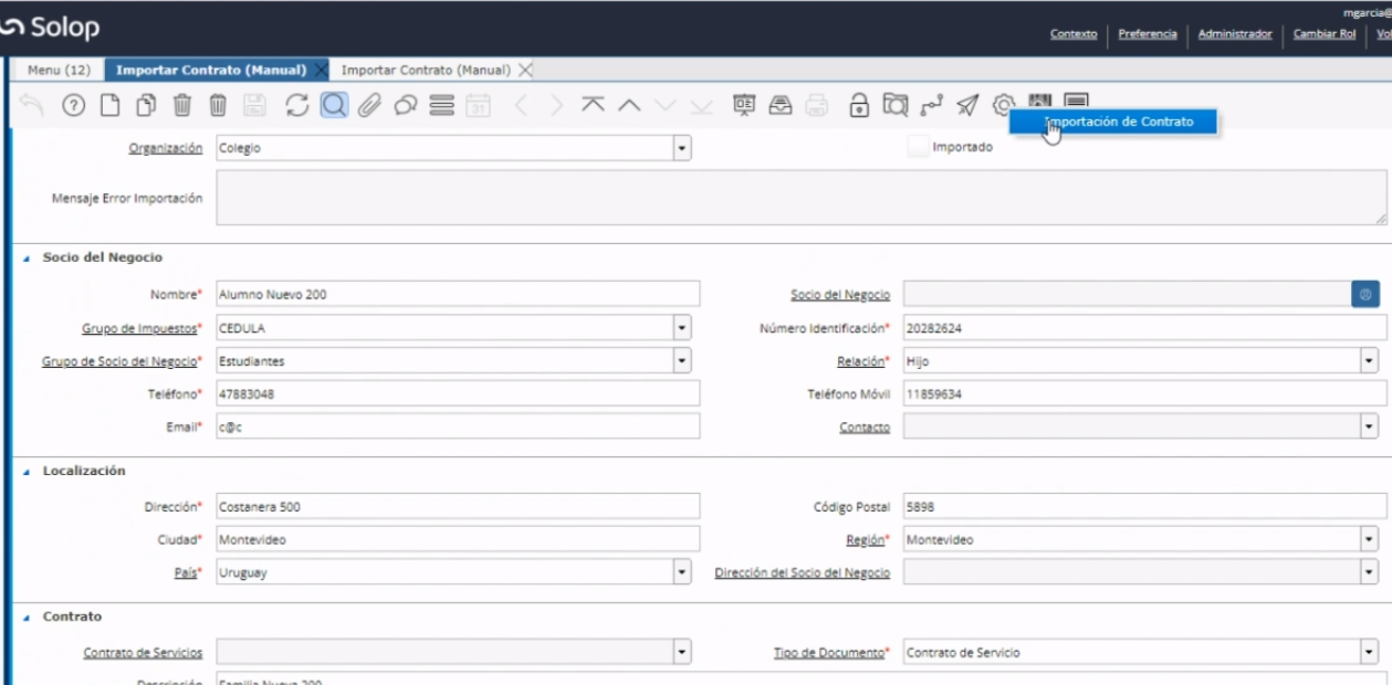 Proceso de Importación