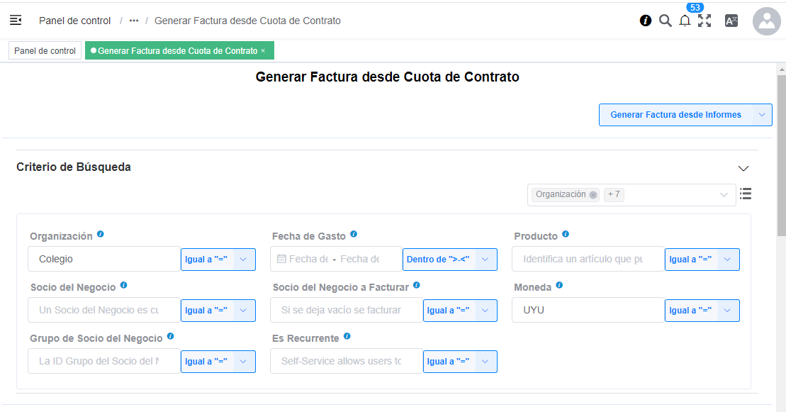 Gemerar Factura desde cuota de Contrato