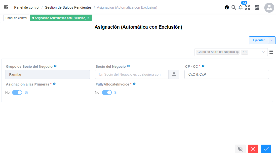 Asignación automática con exclusión
