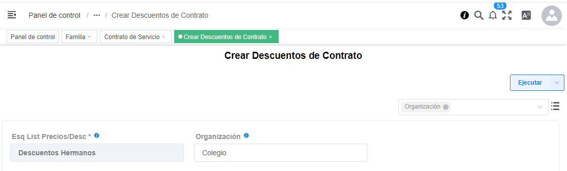 Crear Descuentos de Contratos