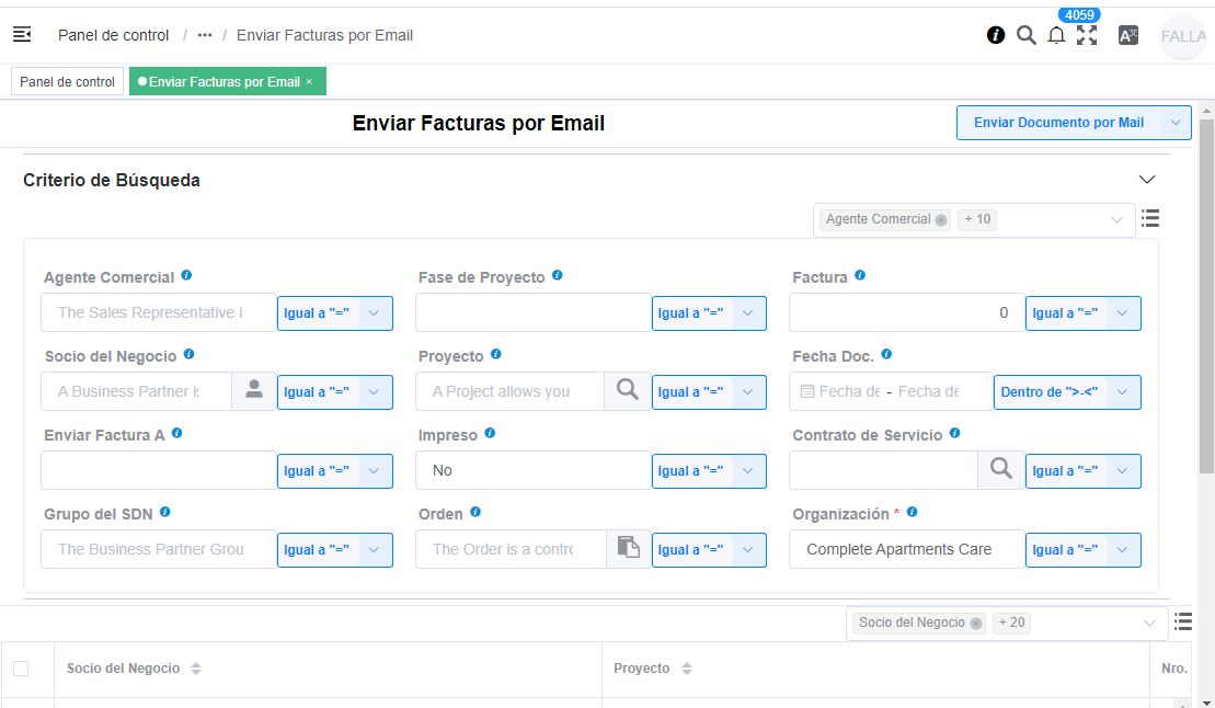 Enviar Facturas por Mail