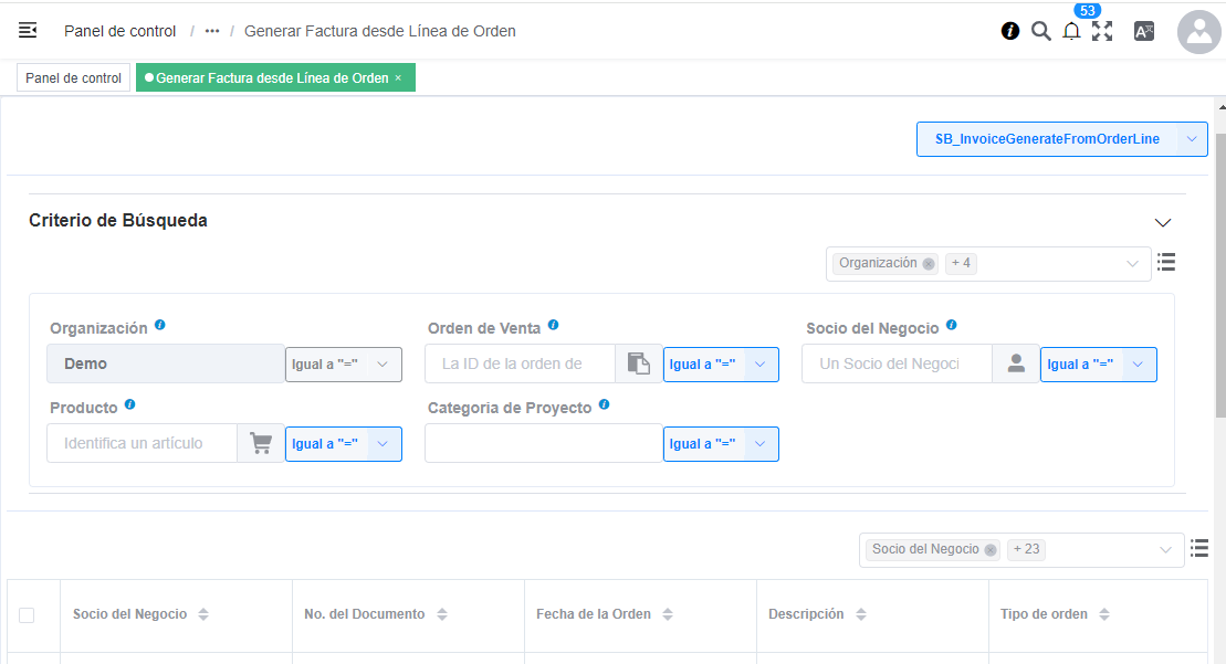 Generar Factura desde Línea de orden