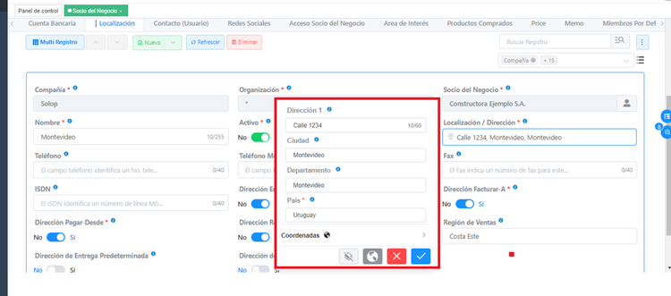 Ventana de Localización