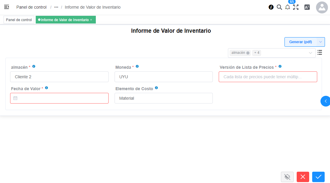 Informe de Valor de Inventario
