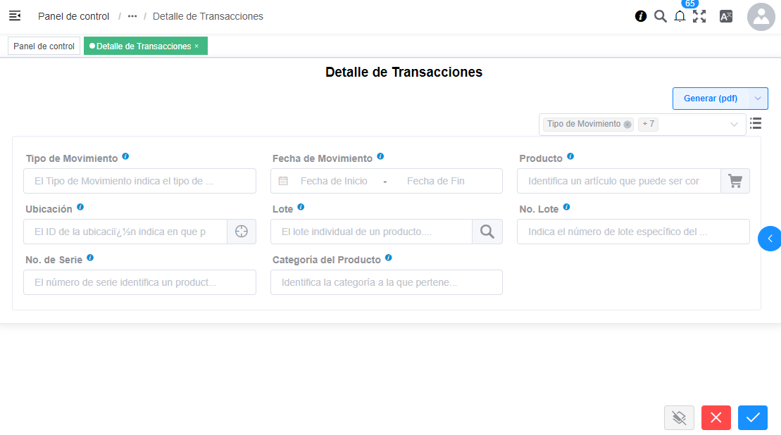 Detalle de Transacciones