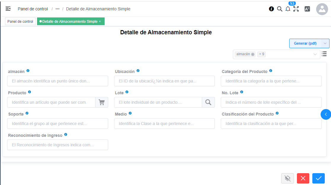 Detalle de Almacenamiento Simple