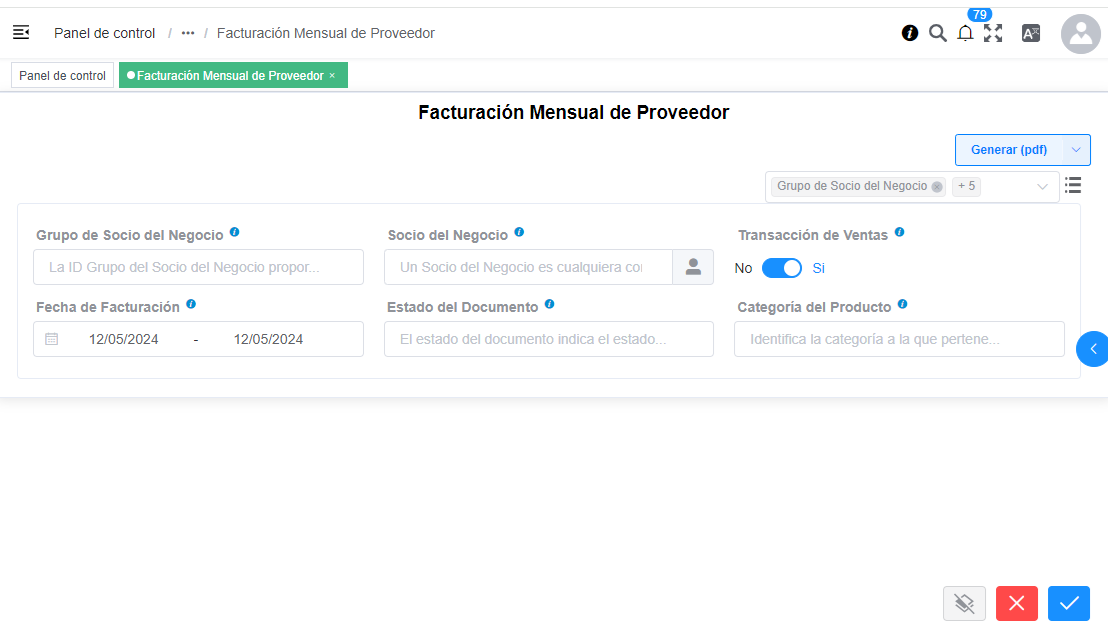 Mensual de Proveedor