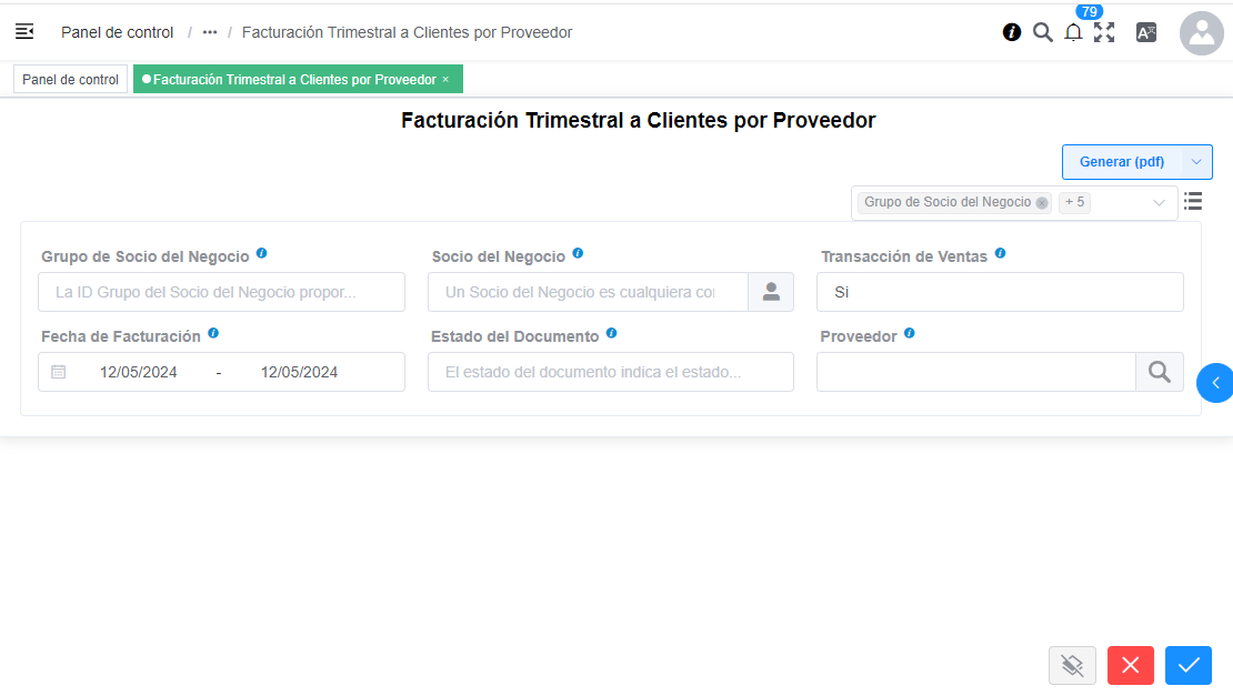 trimestral a clientes por proveedor