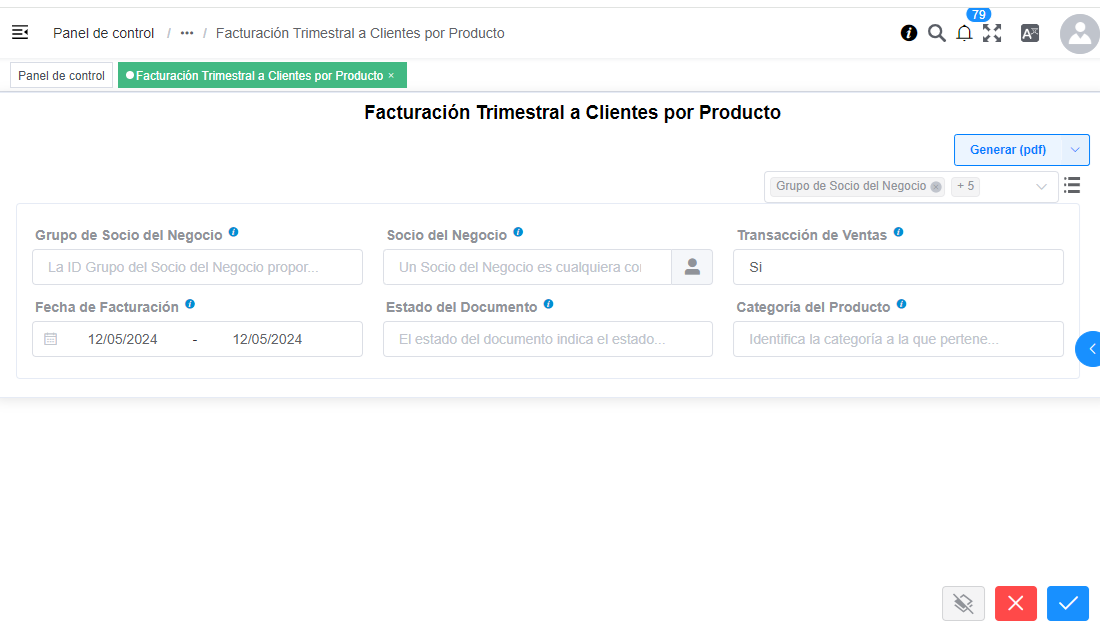 Trimestral a clientes por producto