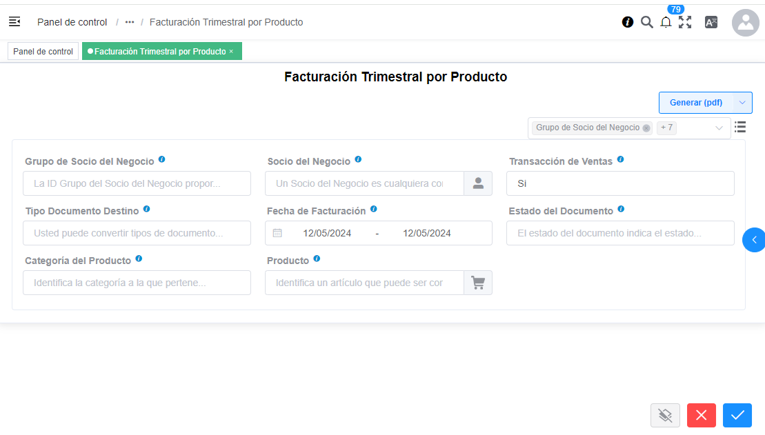 Trimestral por producto