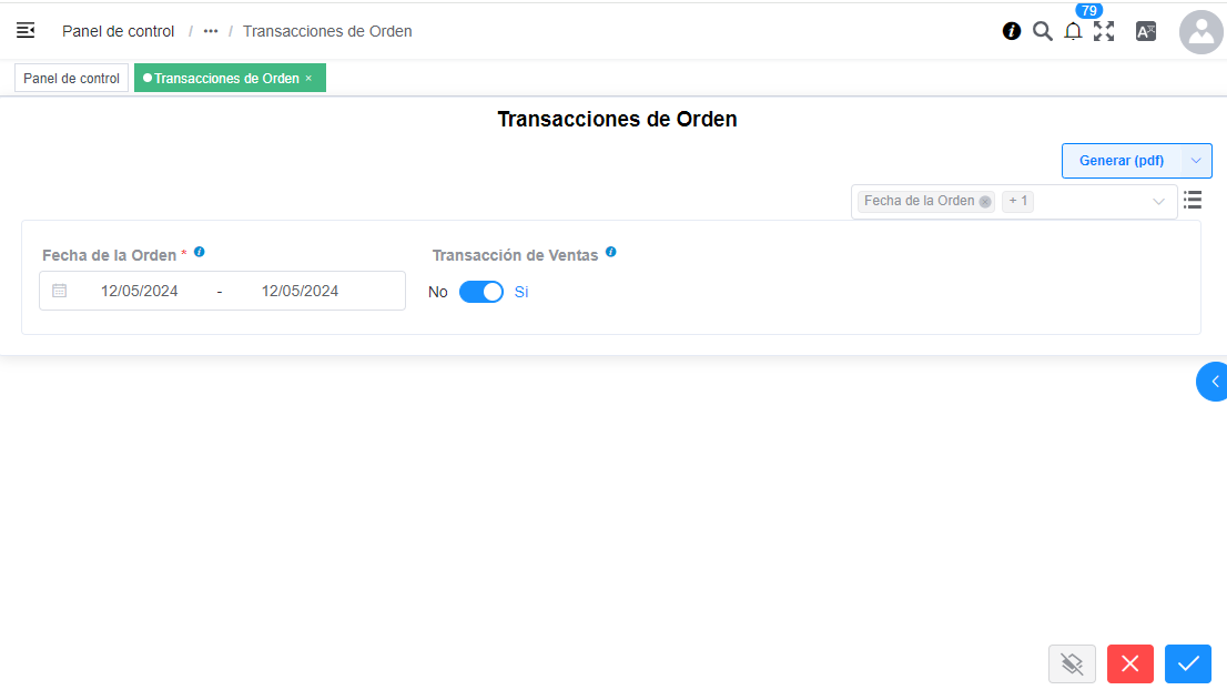 Transacción de Orden