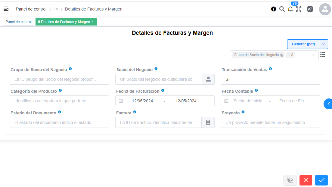 Detalles de Facturas y Margen