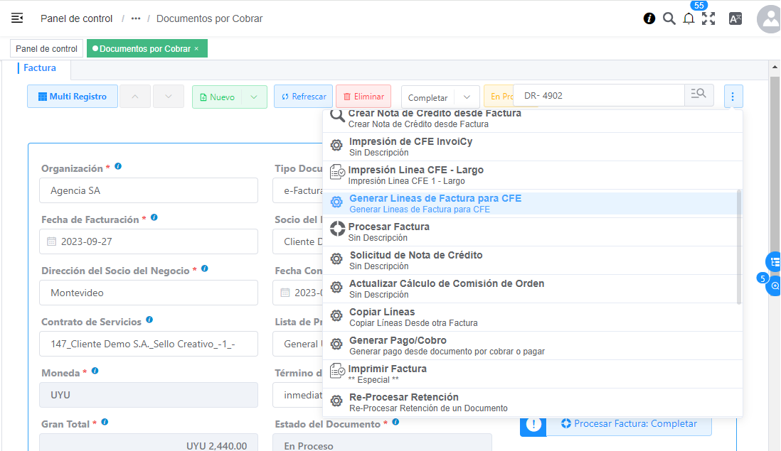 Criterio de Facturación