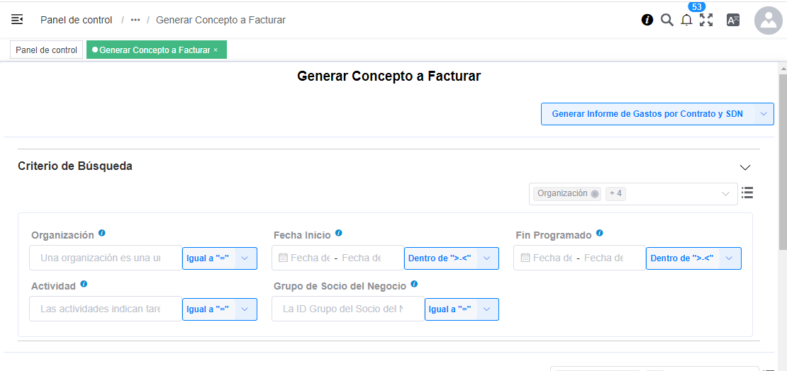 Generar Concepto a Facturar