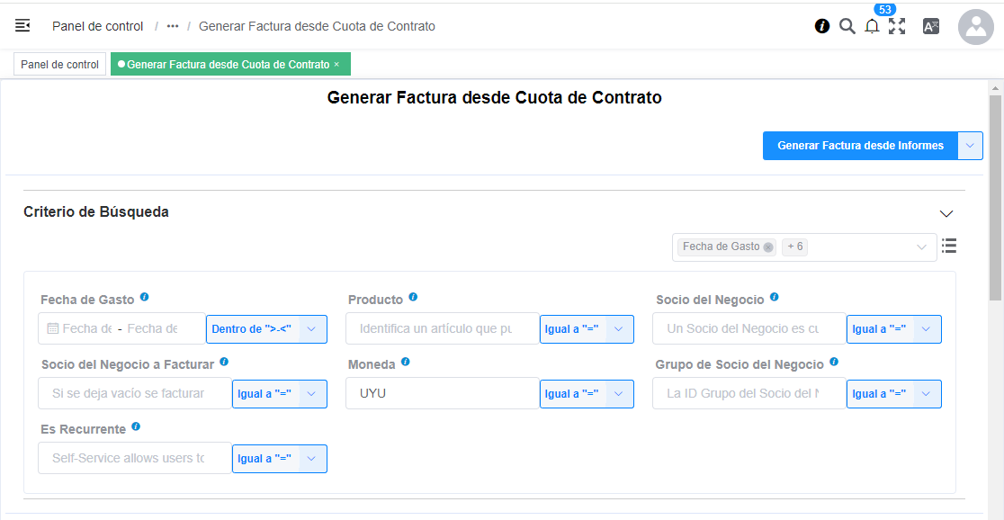 Generar Factura desde Cuota de Contrato