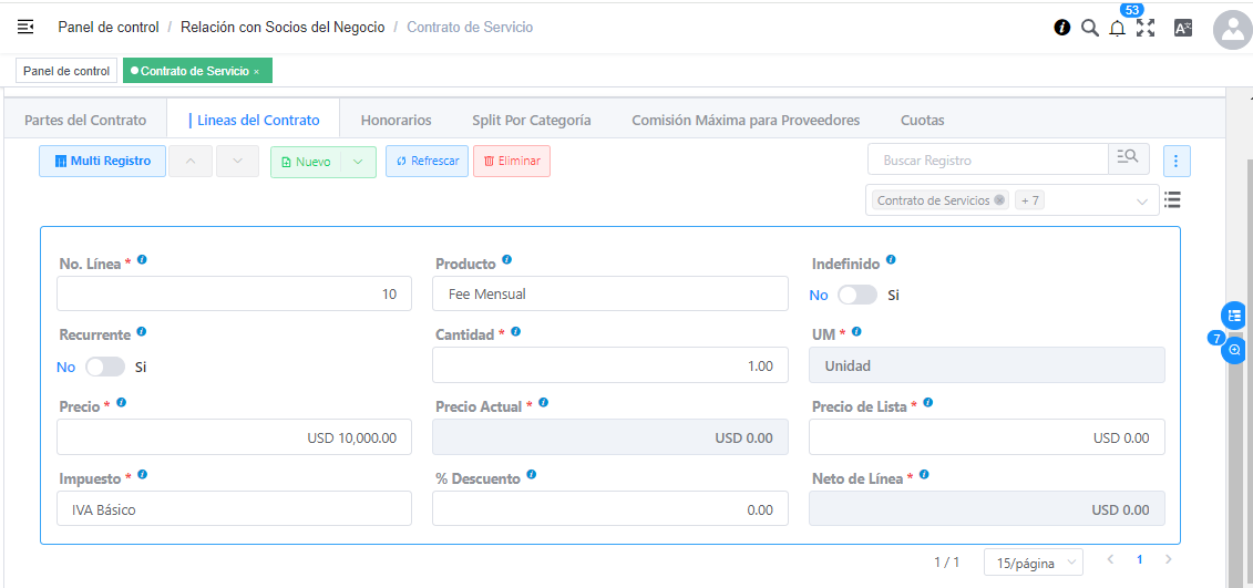 Líneas del Contrato